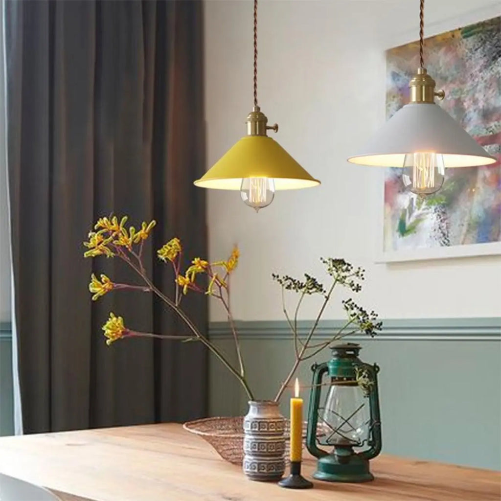 Industrial Gray Aluminum Cone Pendant Light for Dining Room