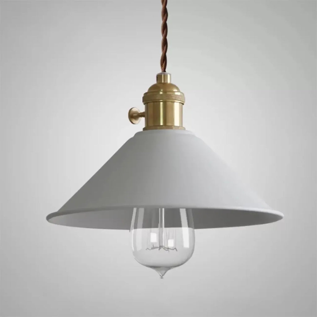 Industrial Gray Aluminum Cone Pendant Light for Dining Room