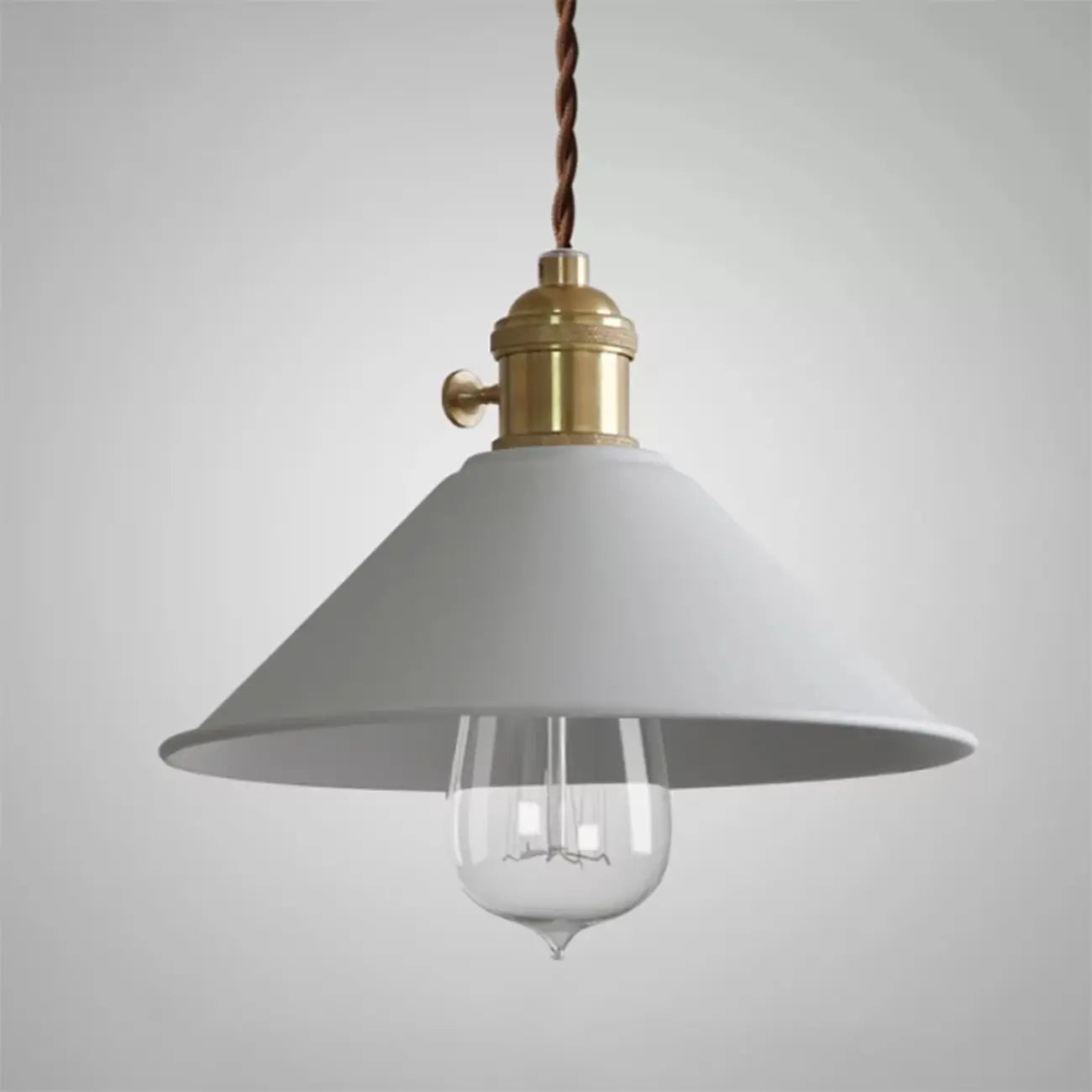 Industrial Gray Aluminum Cone Pendant Light for Dining Room