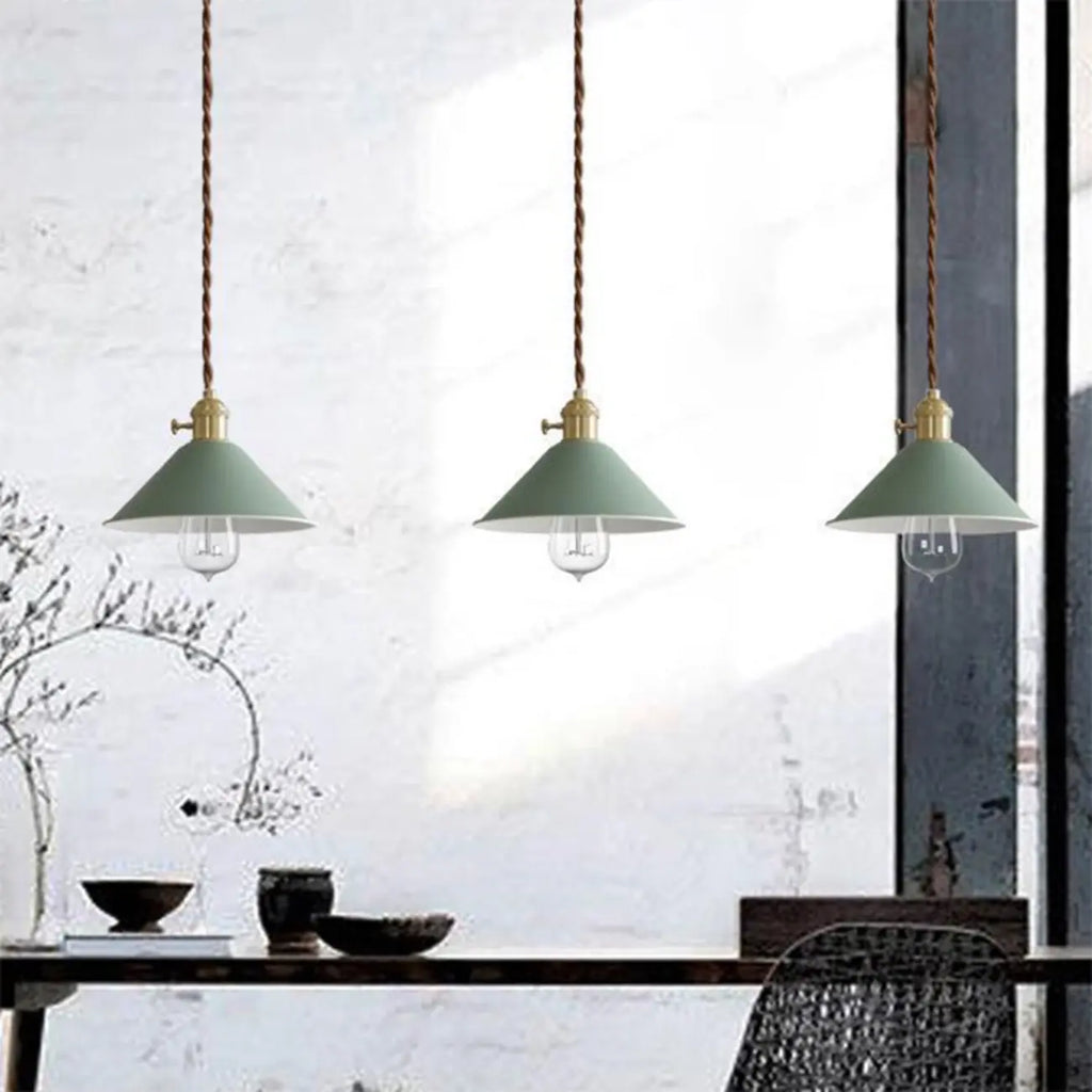 Industrial Gray Aluminum Cone Pendant Light for Dining Room
