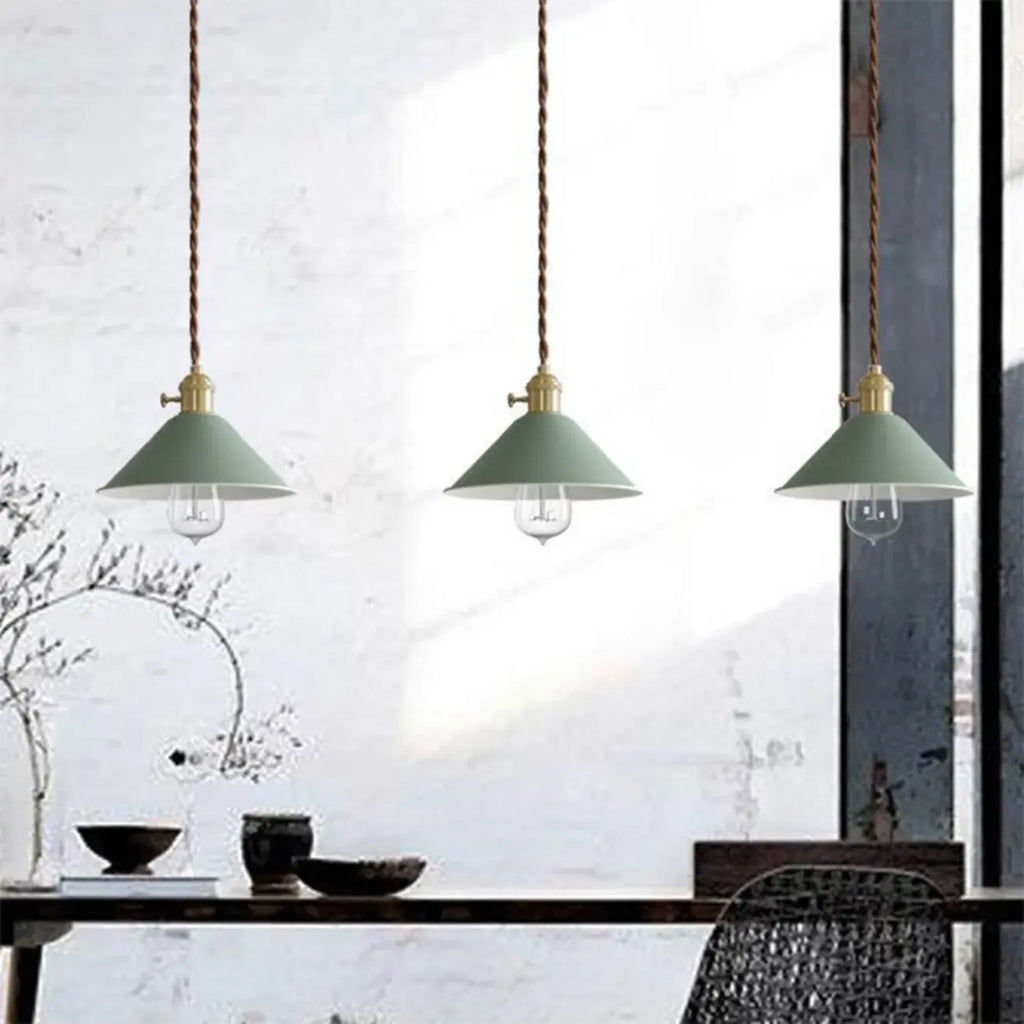 Industrial Gray Aluminum Cone Pendant Light for Dining Room