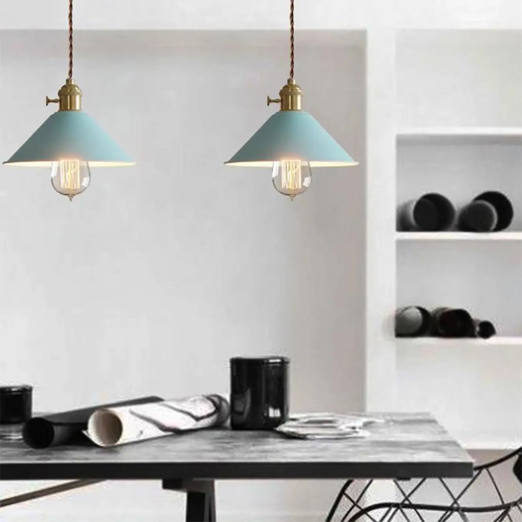 Industrial Gray Aluminum Cone Pendant Light for Dining Room