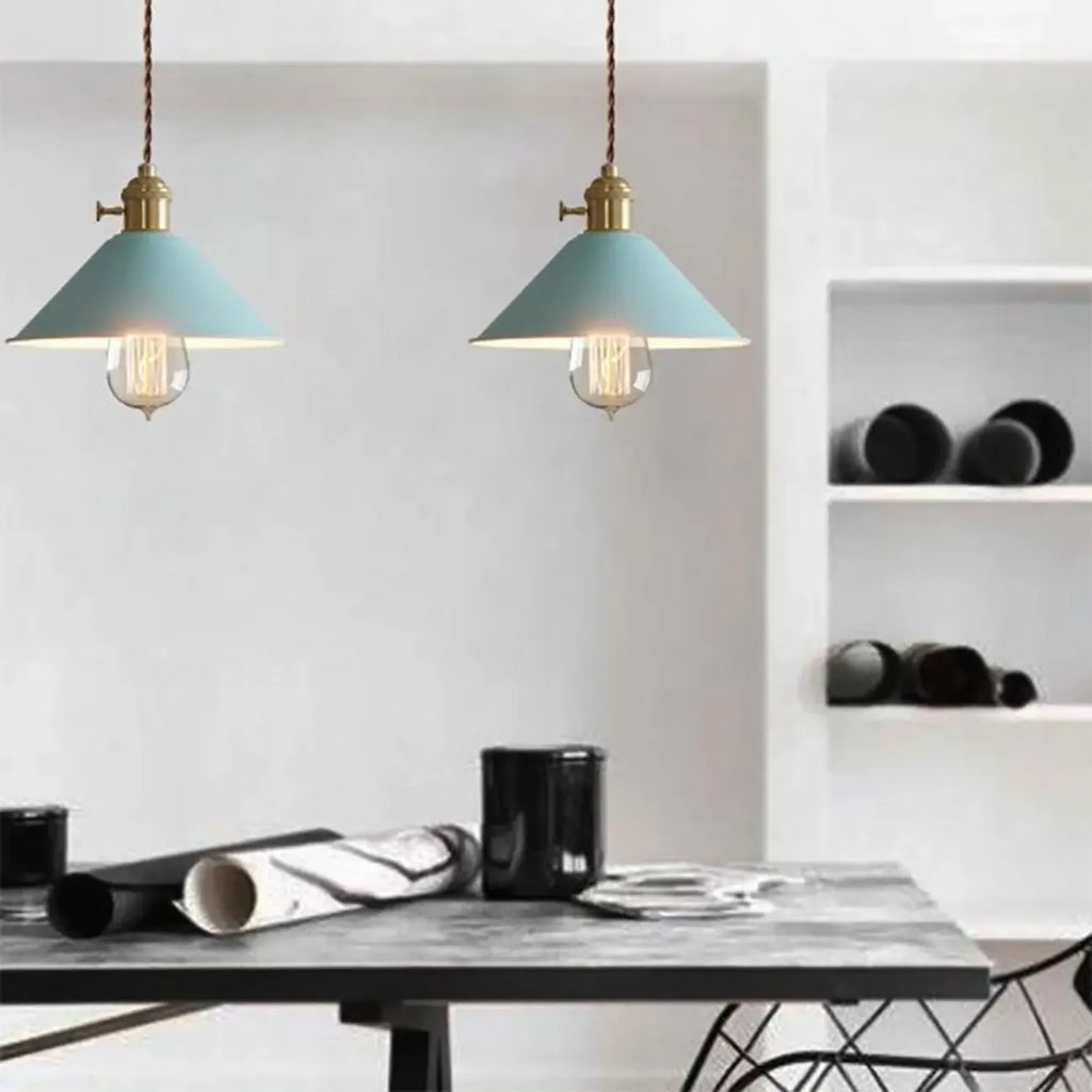 Industrial Gray Aluminum Cone Pendant Light for Dining Room