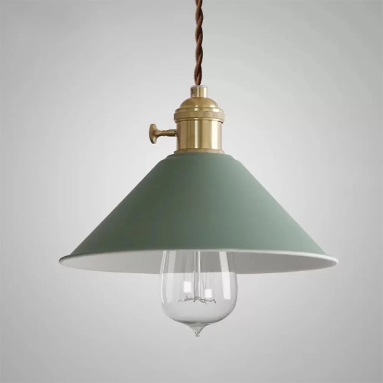 Industrial Gray Aluminum Cone Pendant Light for Dining Room
