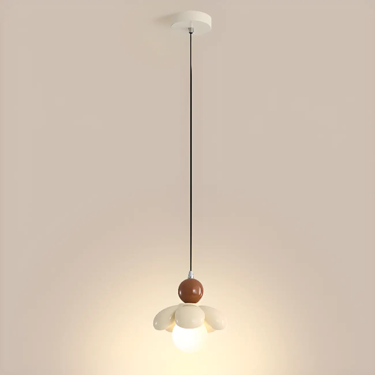 Cozy Pink LED Ball Pendant Light with Floral Clay Design for Bedside