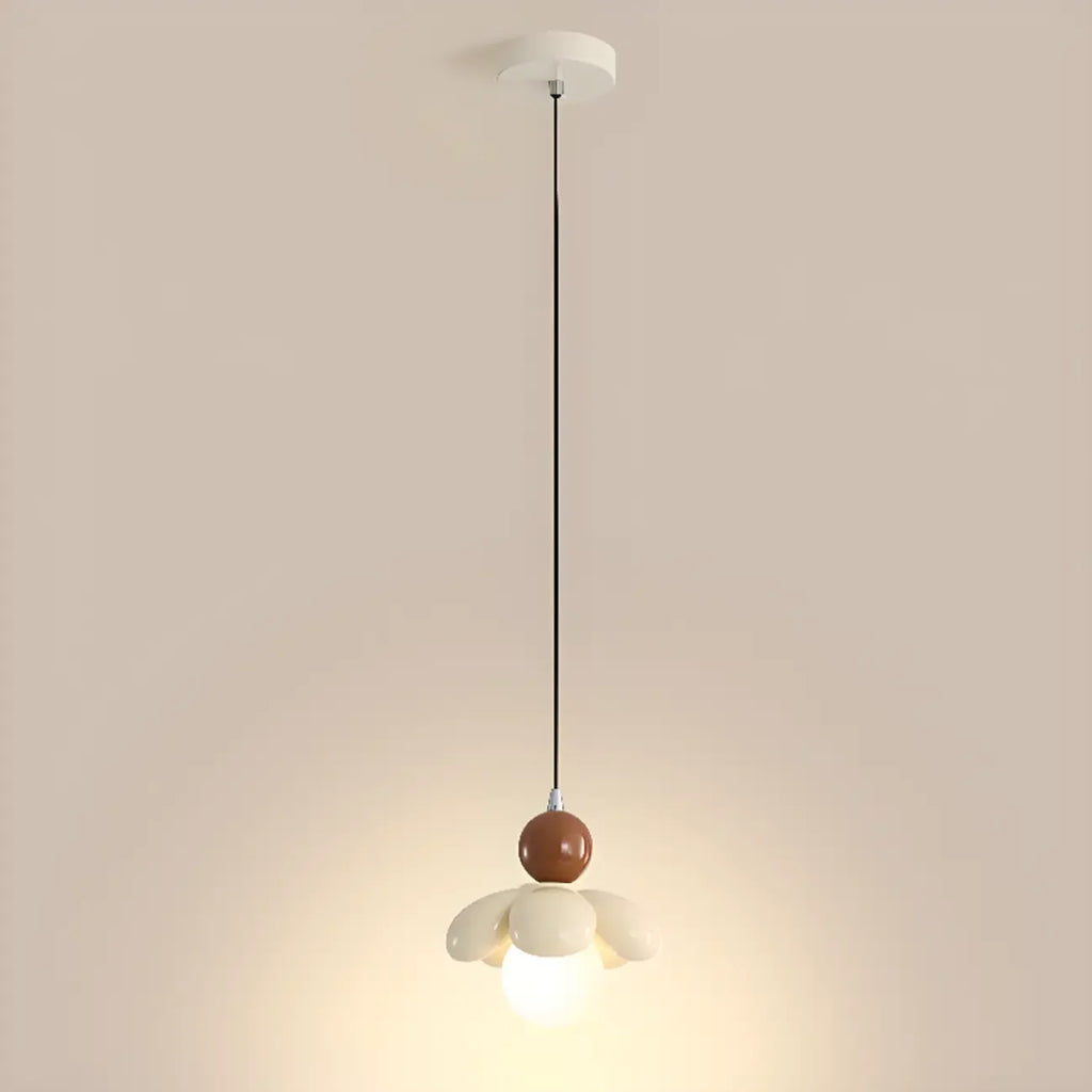 Cozy Pink LED Ball Pendant Light with Floral Clay Design for Bedside