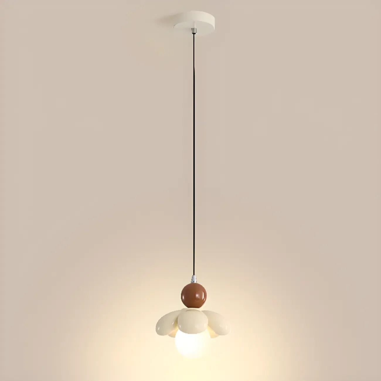 Cozy Pink LED Ball Pendant Light with Floral Clay Design for Bedside