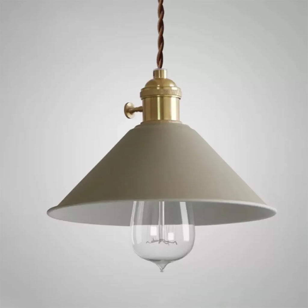 Industrial Gray Aluminum Cone Pendant Light for Dining Room