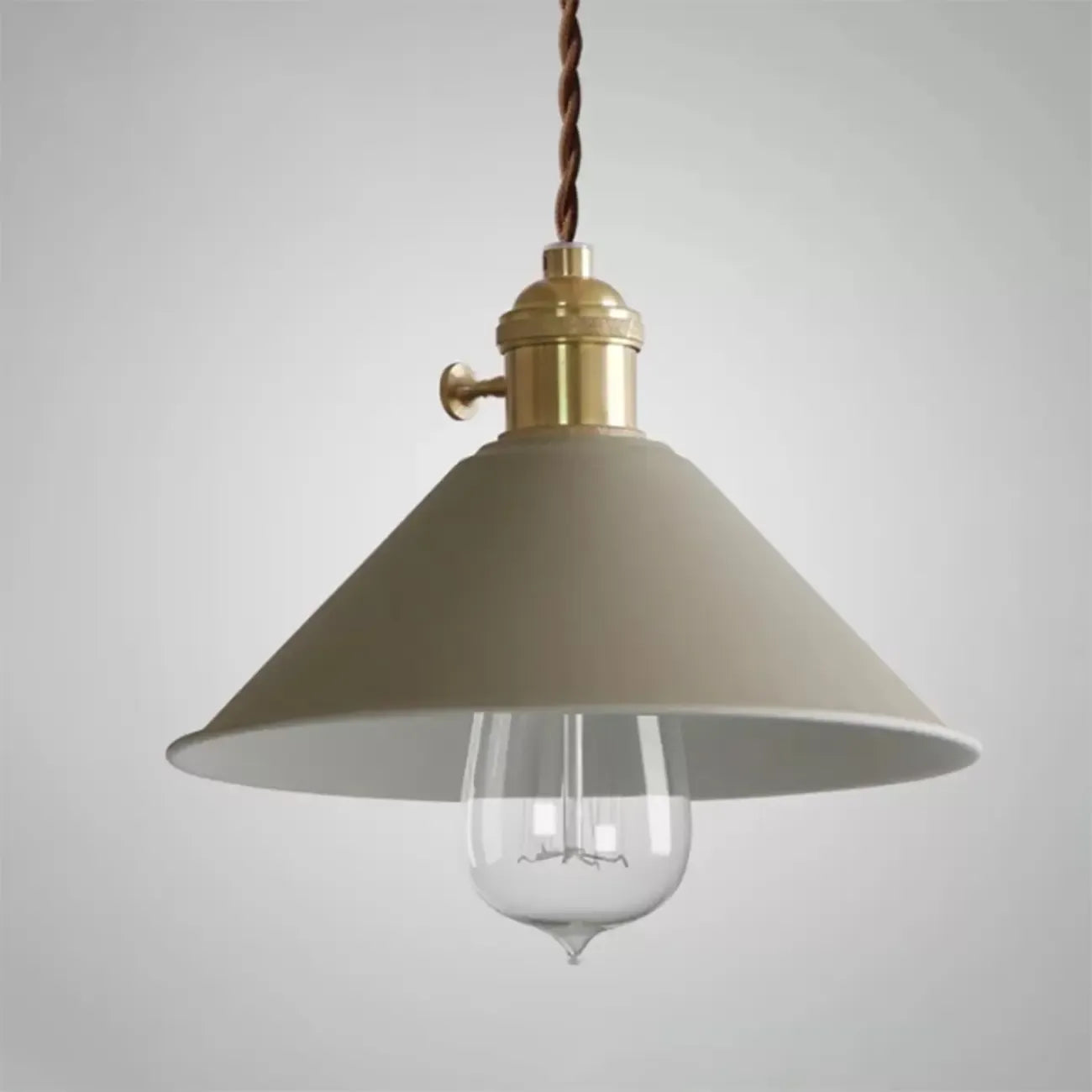 Industrial Gray Aluminum Cone Pendant Light for Dining Room