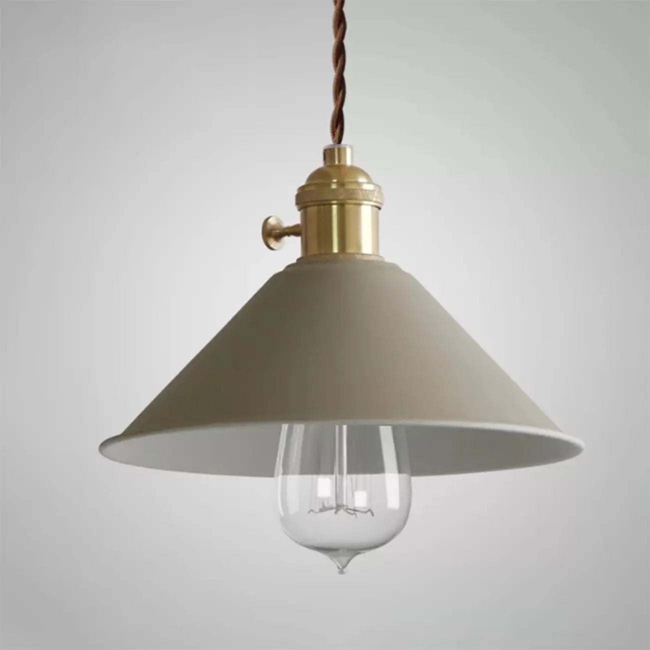 Industrial Gray Aluminum Cone Pendant Light for Dining Room