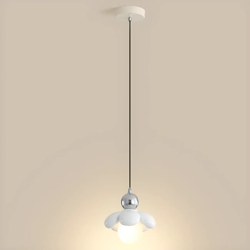 Cozy Pink LED Ball Pendant Light with Floral Clay Design for Bedside