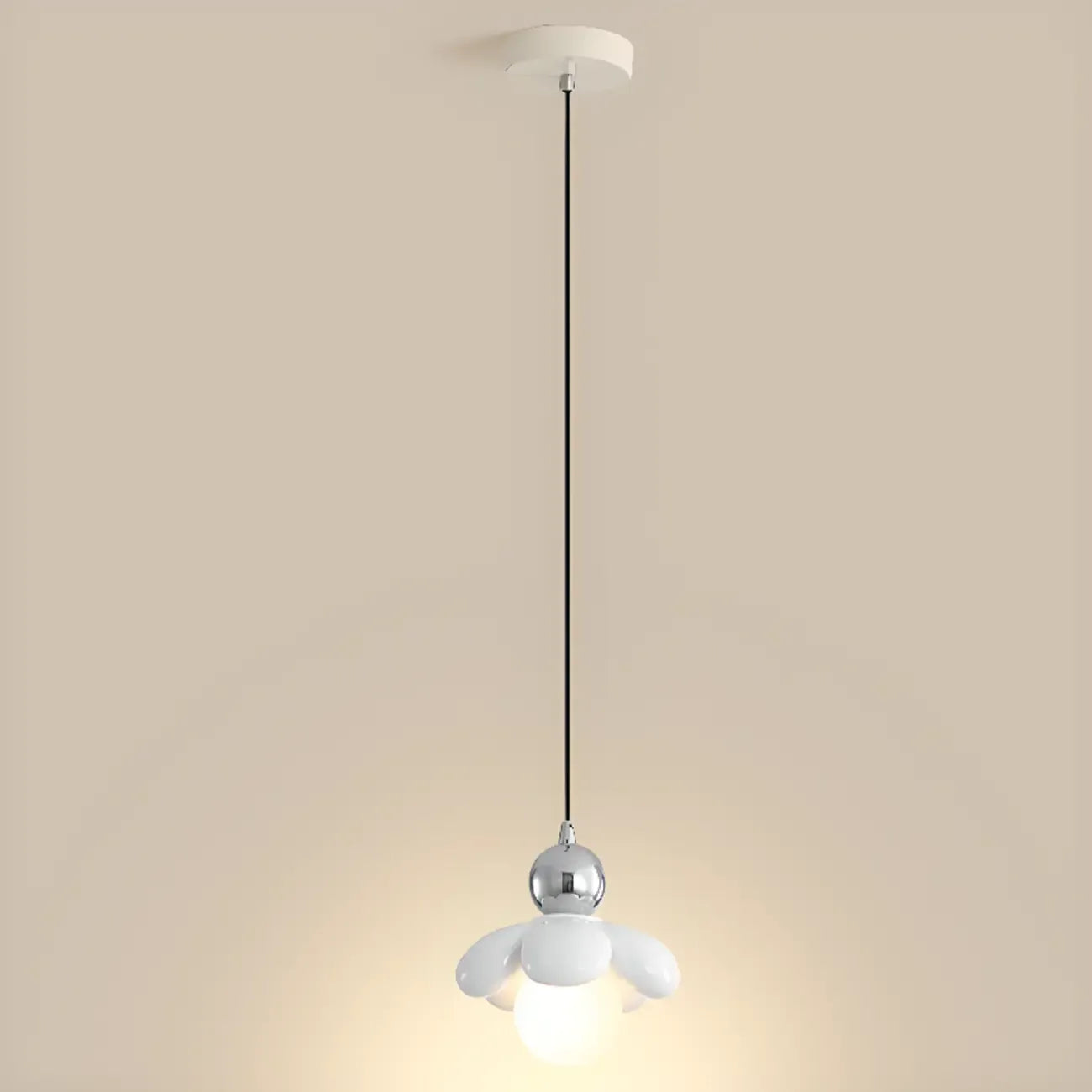 Cozy Pink LED Ball Pendant Light with Floral Clay Design for Bedside