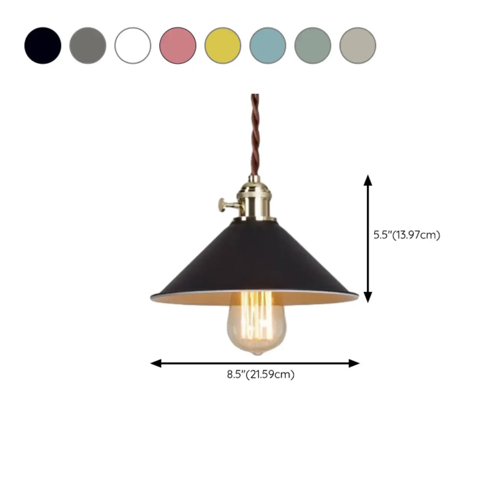 Industrial Gray Aluminum Cone Pendant Light for Dining Room