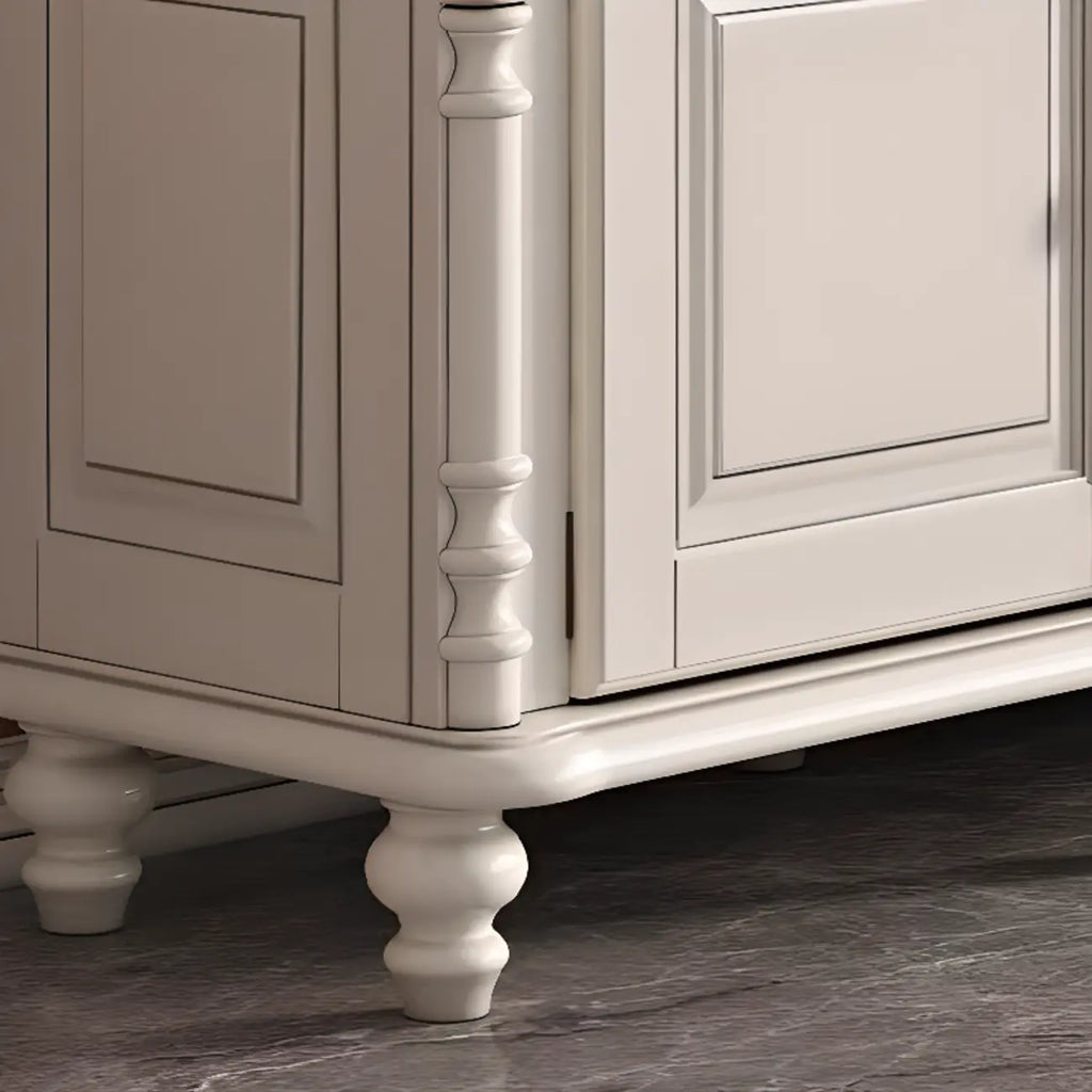 87 White Wood Open Storage TV Stand for Living Room