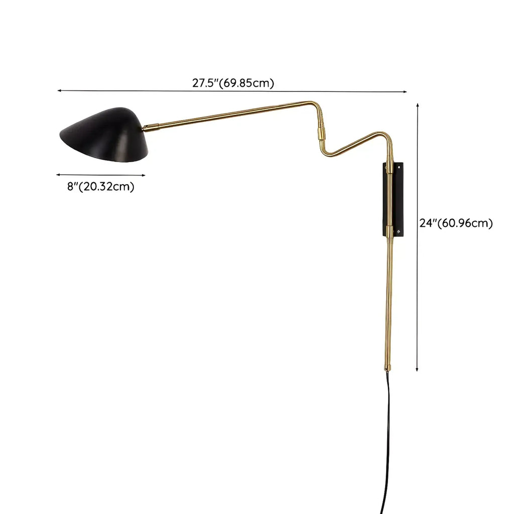 Black Metal Swing Arm Plug in Wall Sconce for Bedroom