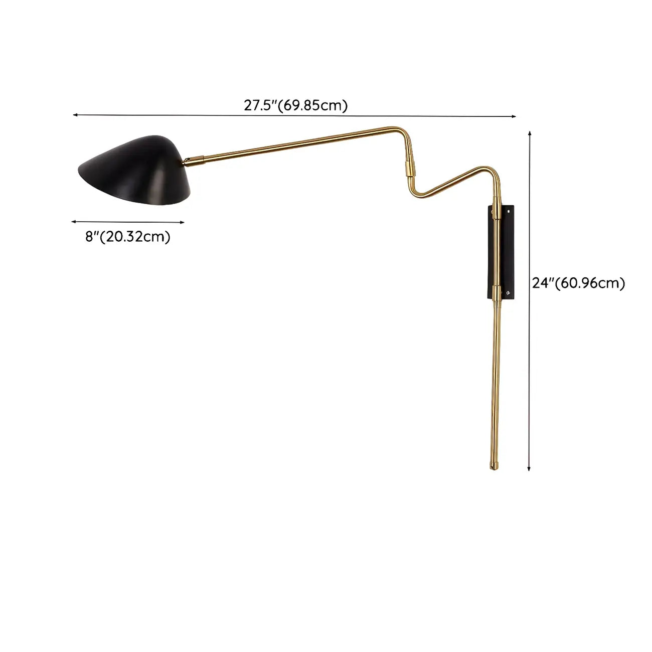 Black Metal Swing Arm Plug in Wall Sconce for Bedroom