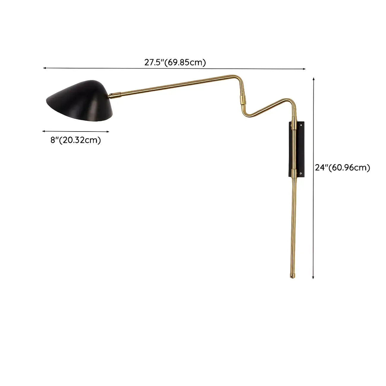 Black Metal Swing Arm Plug in Wall Sconce for Bedroom