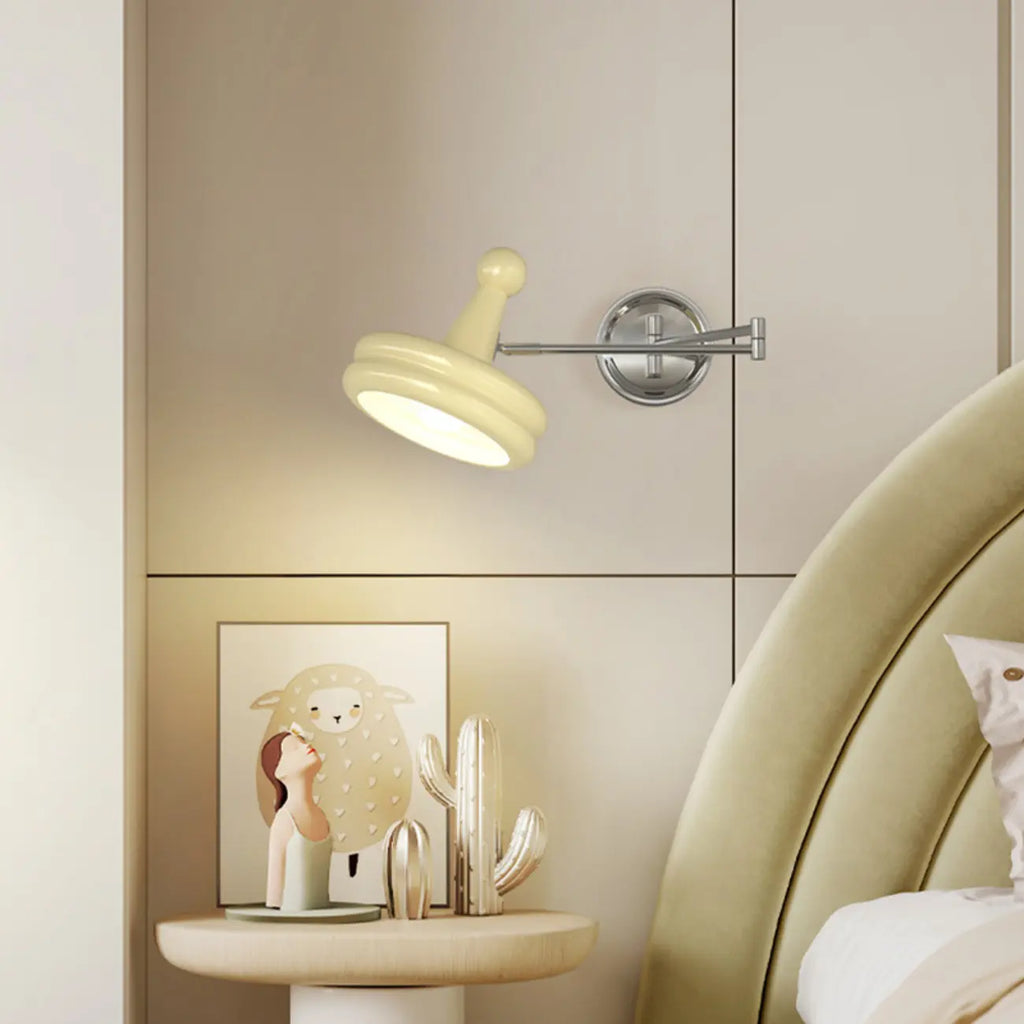 Modern Adjustable Chrome Swing Arm Wall Light for Bedside