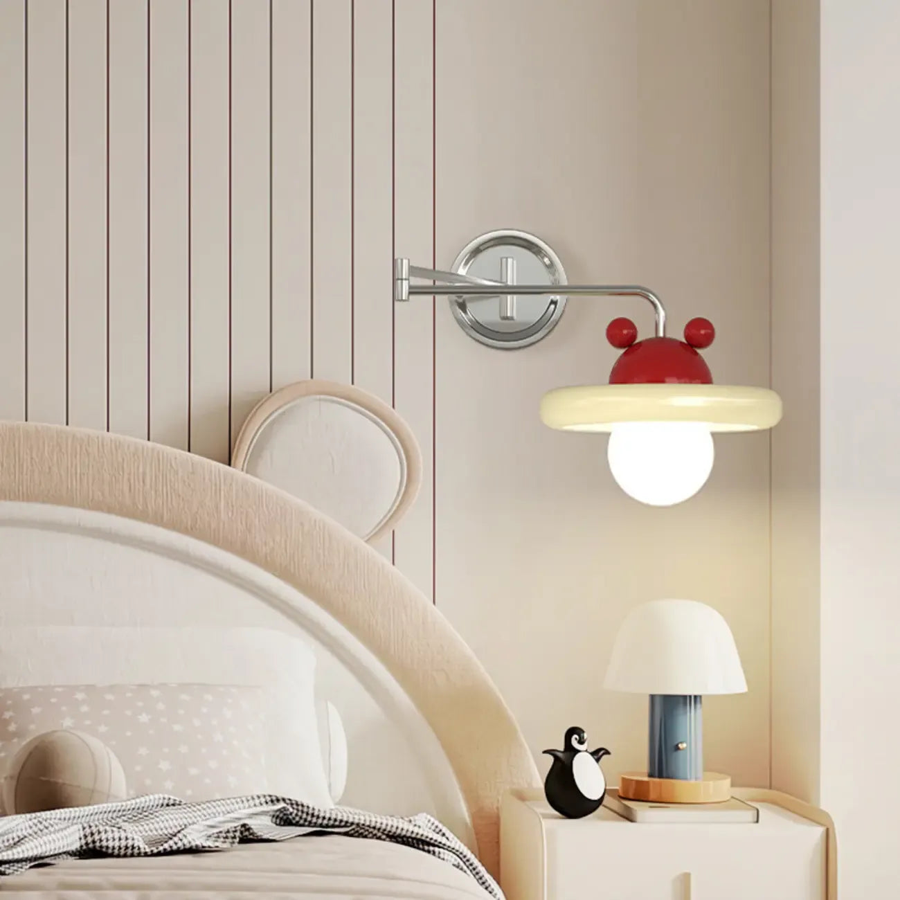 Modern Adjustable Chrome Swing Arm Wall Light for Bedside