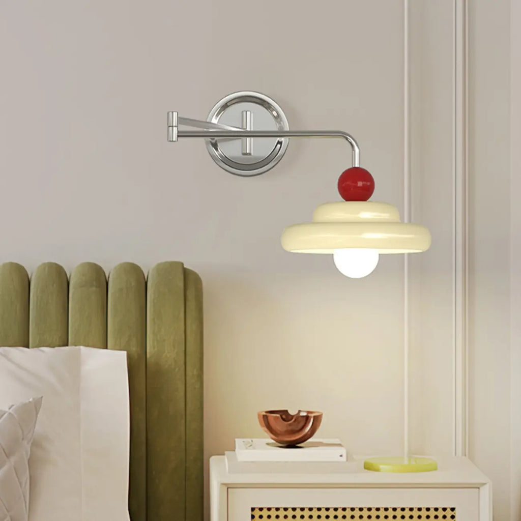 Modern Adjustable Chrome Swing Arm Wall Light for Bedside