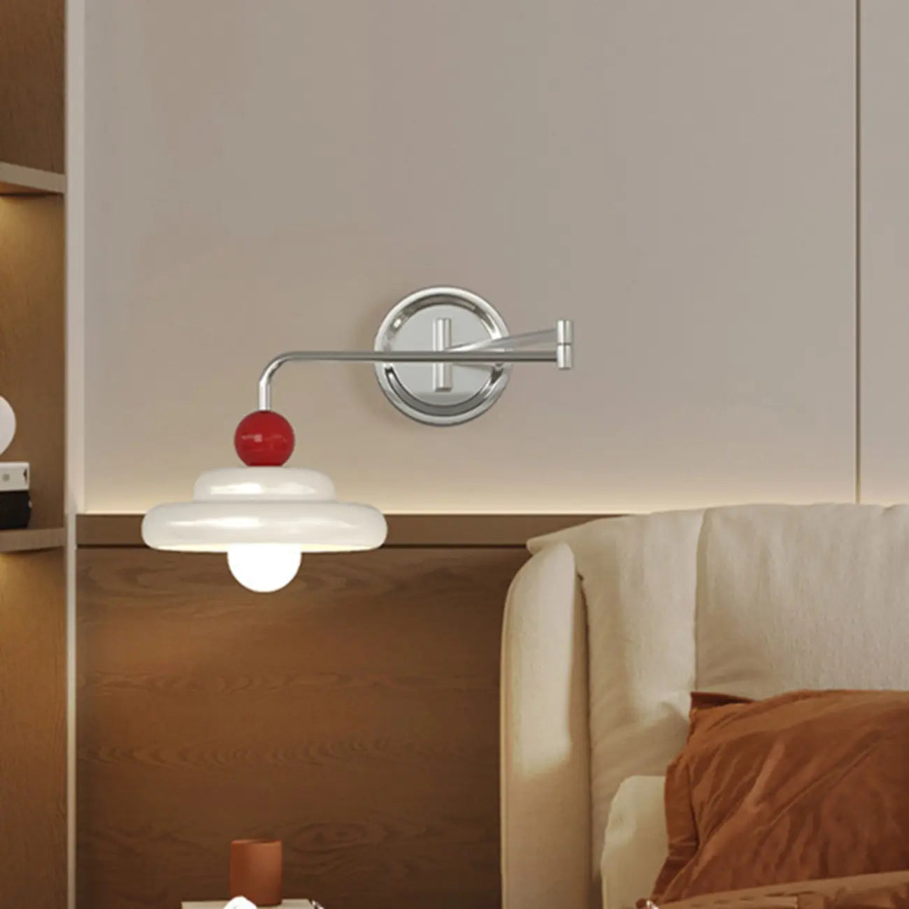 Modern Adjustable Chrome Swing Arm Wall Light for Bedside