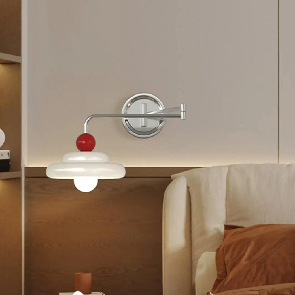 Modern Adjustable Chrome Swing Arm Wall Light for Bedside