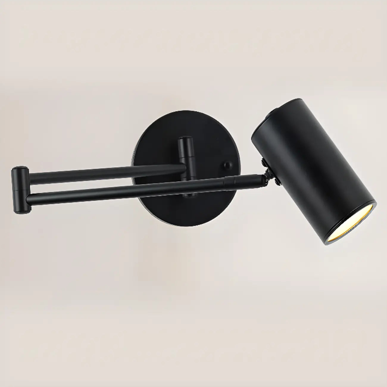 Modern Cylindrical Gold Swing Arm Wall Light for Indoor Use