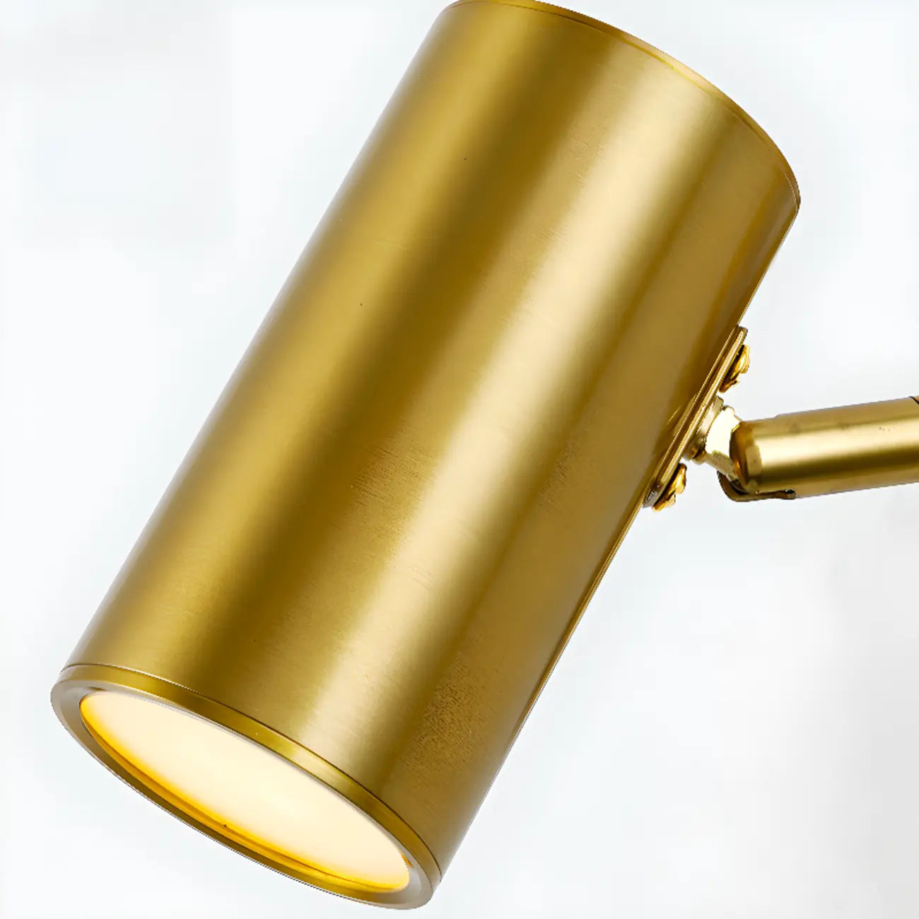 Modern Cylindrical Gold Swing Arm Wall Light for Indoor Use
