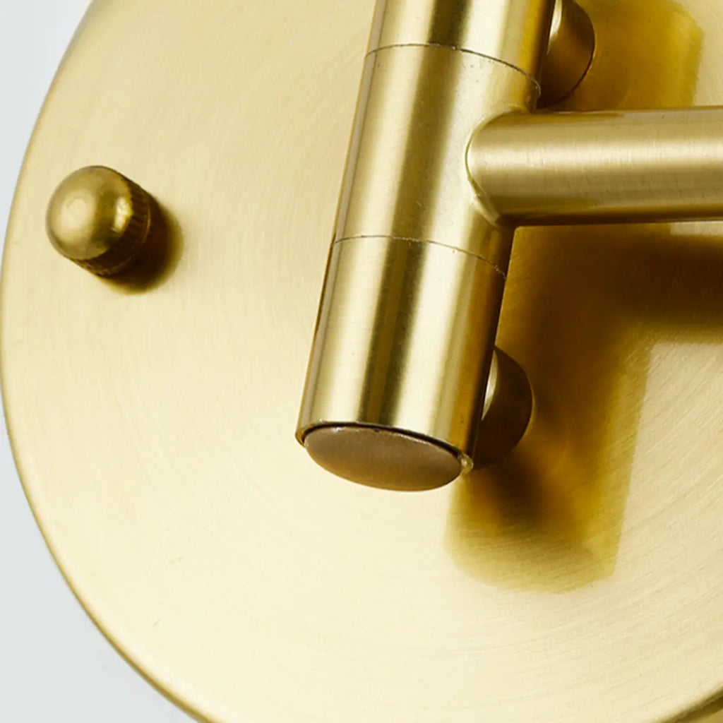 Modern Cylindrical Gold Swing Arm Wall Light for Indoor Use