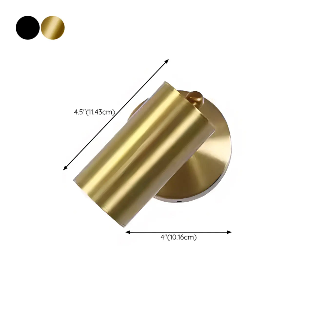 Modern Cylindrical Gold Swing Arm Wall Light for Indoor Use