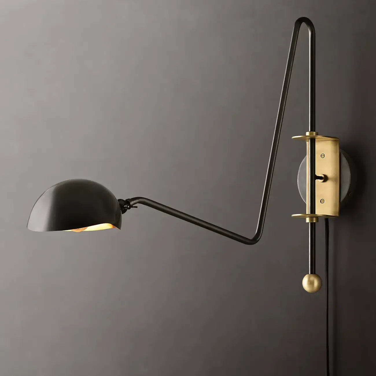 Industrial Dome-Shaped Swing Arm Wall Light for Bedroom Decor