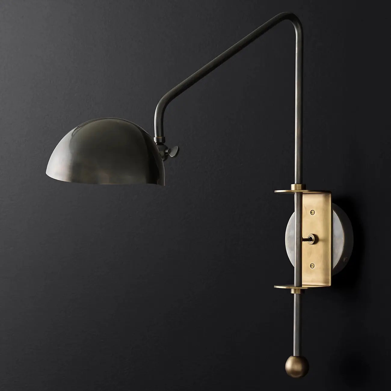 Industrial Dome-Shaped Swing Arm Wall Light for Bedroom Decor