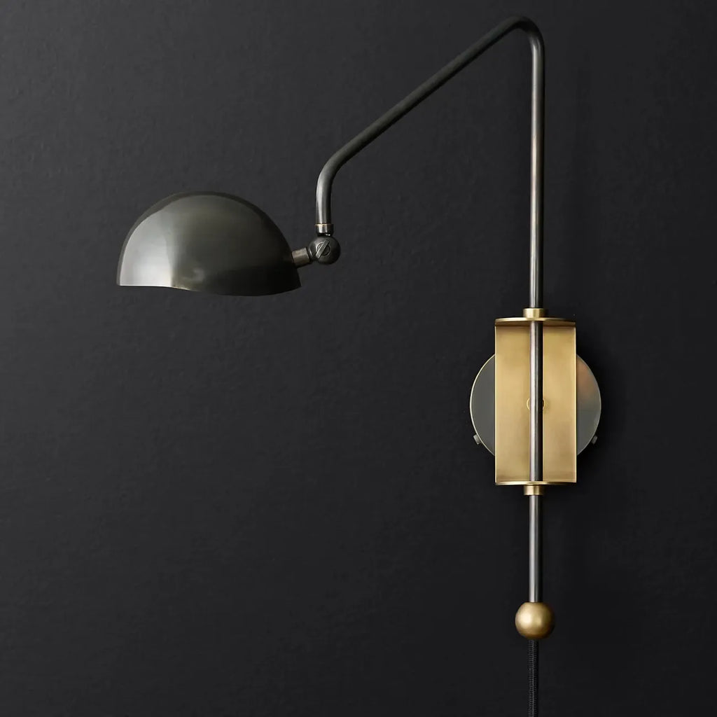 Industrial Dome-Shaped Swing Arm Wall Light for Bedroom Decor