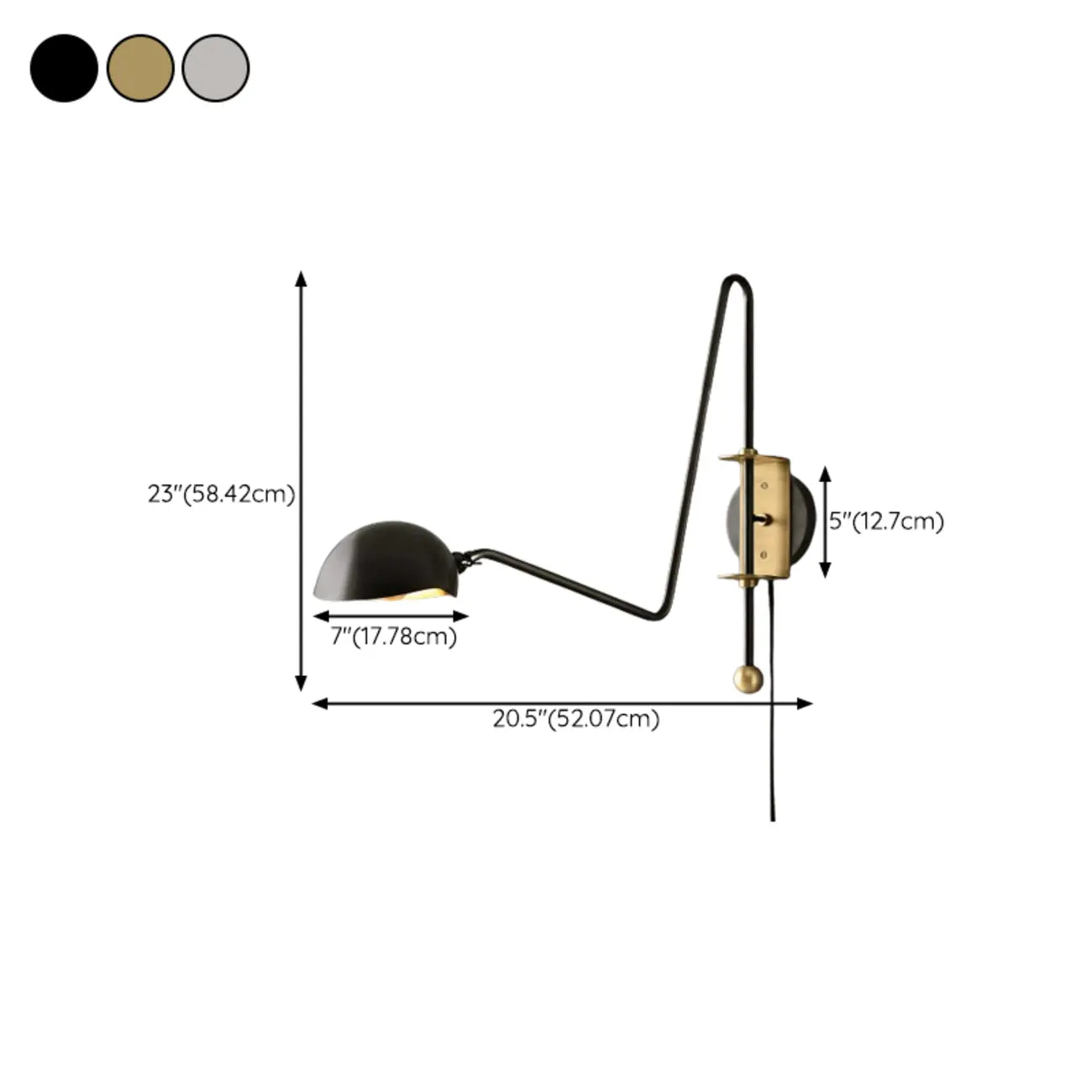 Industrial Dome-Shaped Swing Arm Wall Light for Bedroom Decor