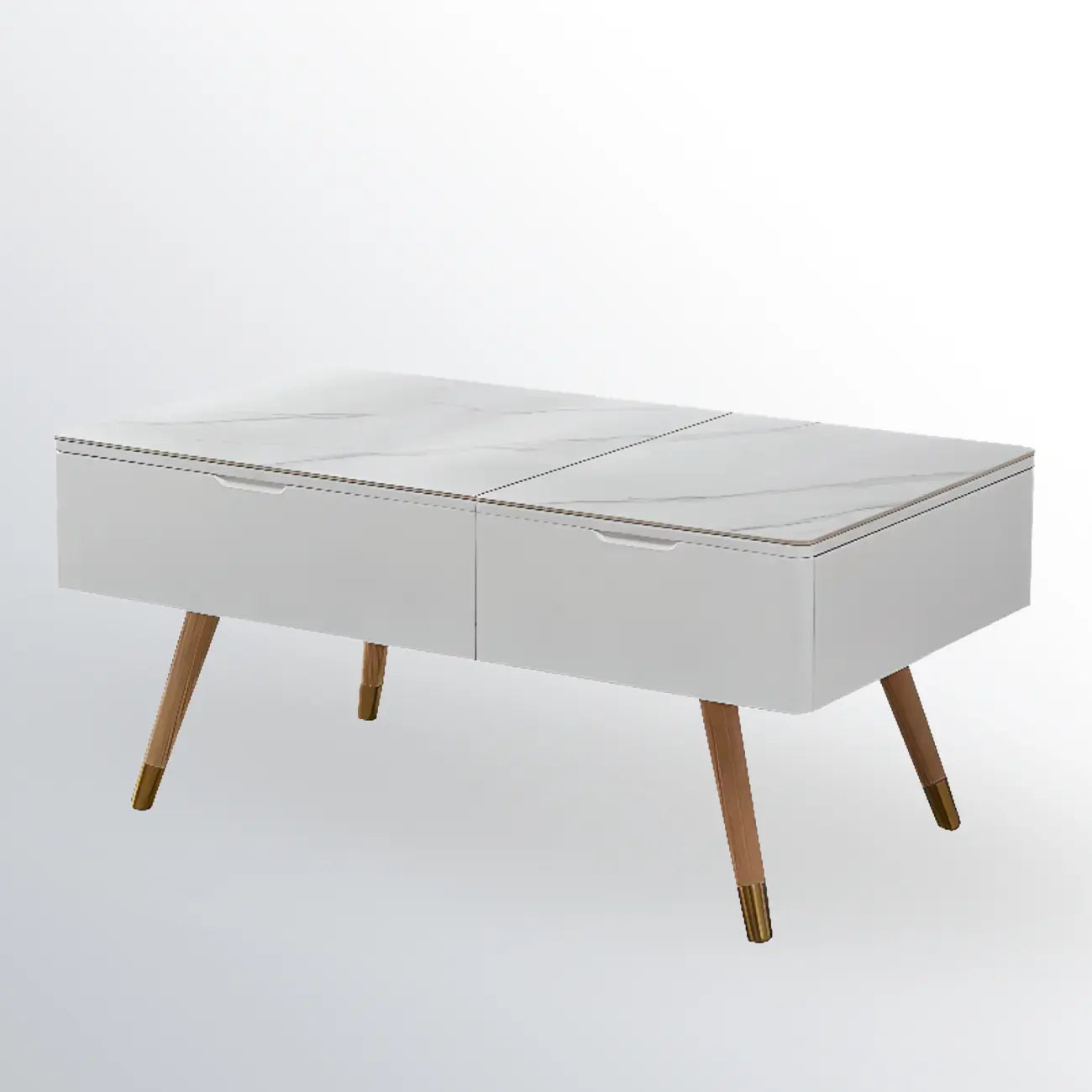 4-Legs Modern Wood White Lift-top Coffee Table with Storage