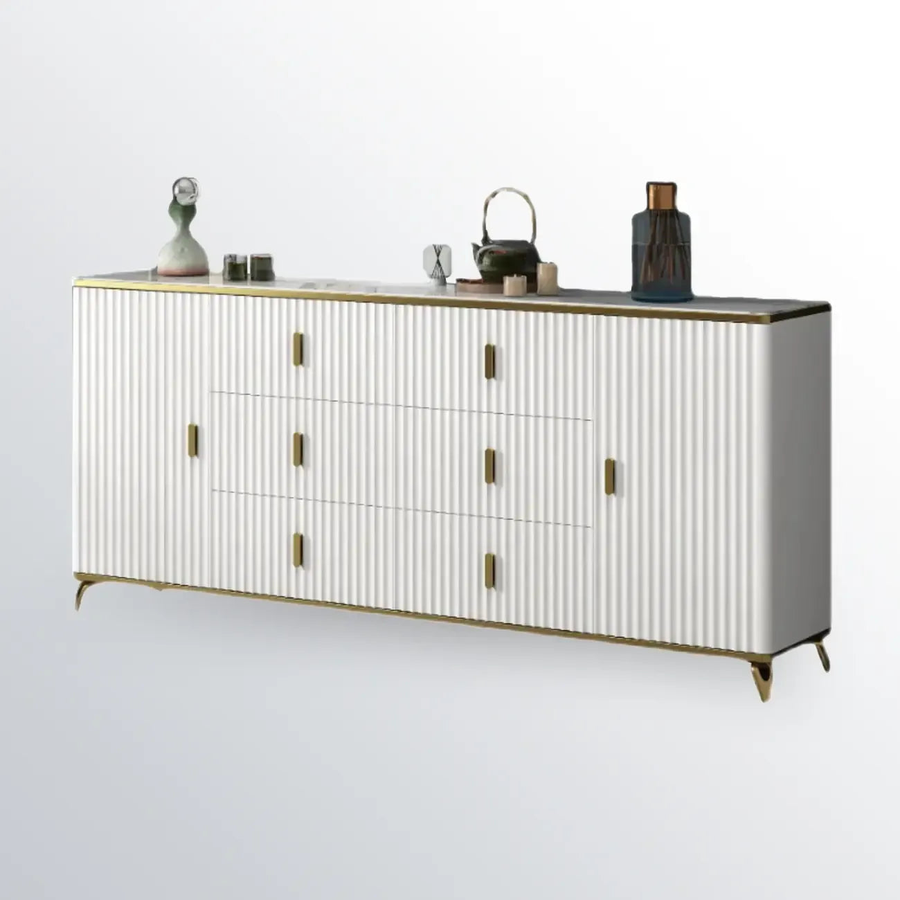 Glam Wooden Living Room Cabinet with Multiple Drawers