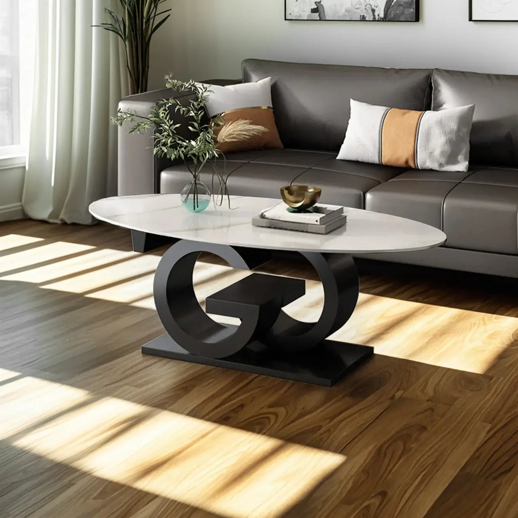 Modern White Oval Coffee Table with Unique Style