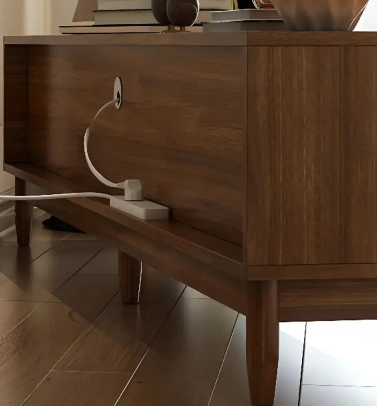 Vintage Brown Wooden TV Stand with 2-Drawers for Living Room