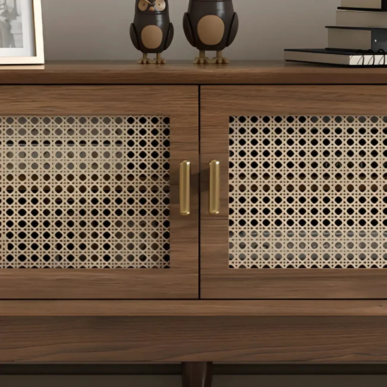 Vintage Brown Wooden TV Stand with 2-Drawers for Living Room