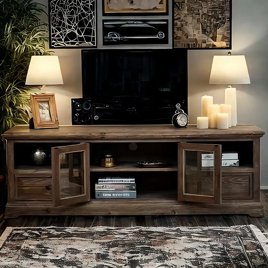 Classic Solid Wood Rectangular TV cabinet for Living Room