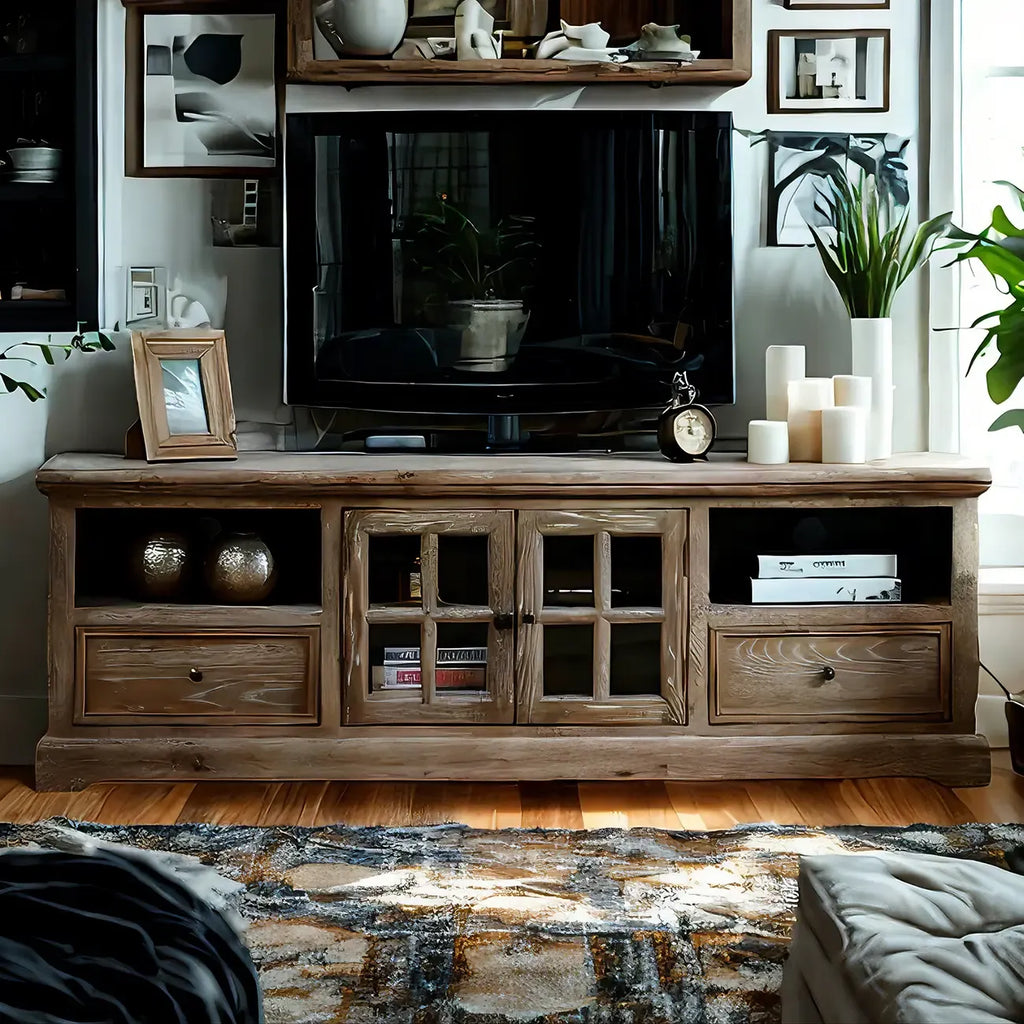 Classic Solid Wood Rectangular TV cabinet for Living Room