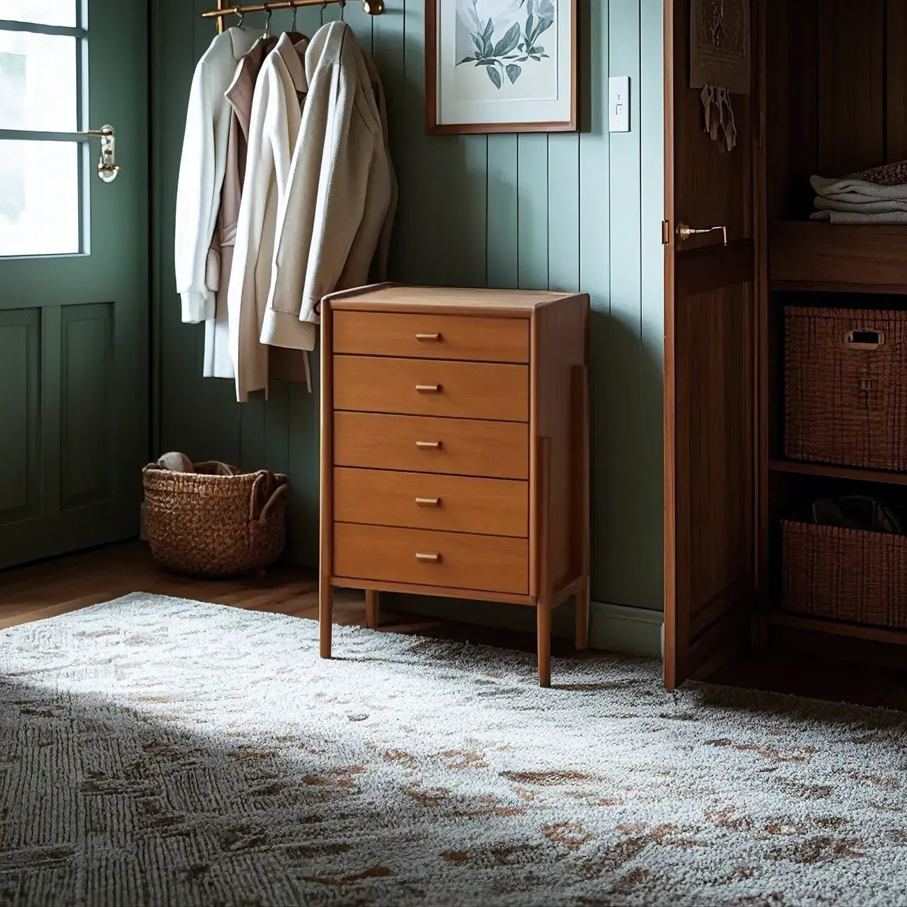 Minimalist Brown Wooden Dresser with Drawers for Bedroom
