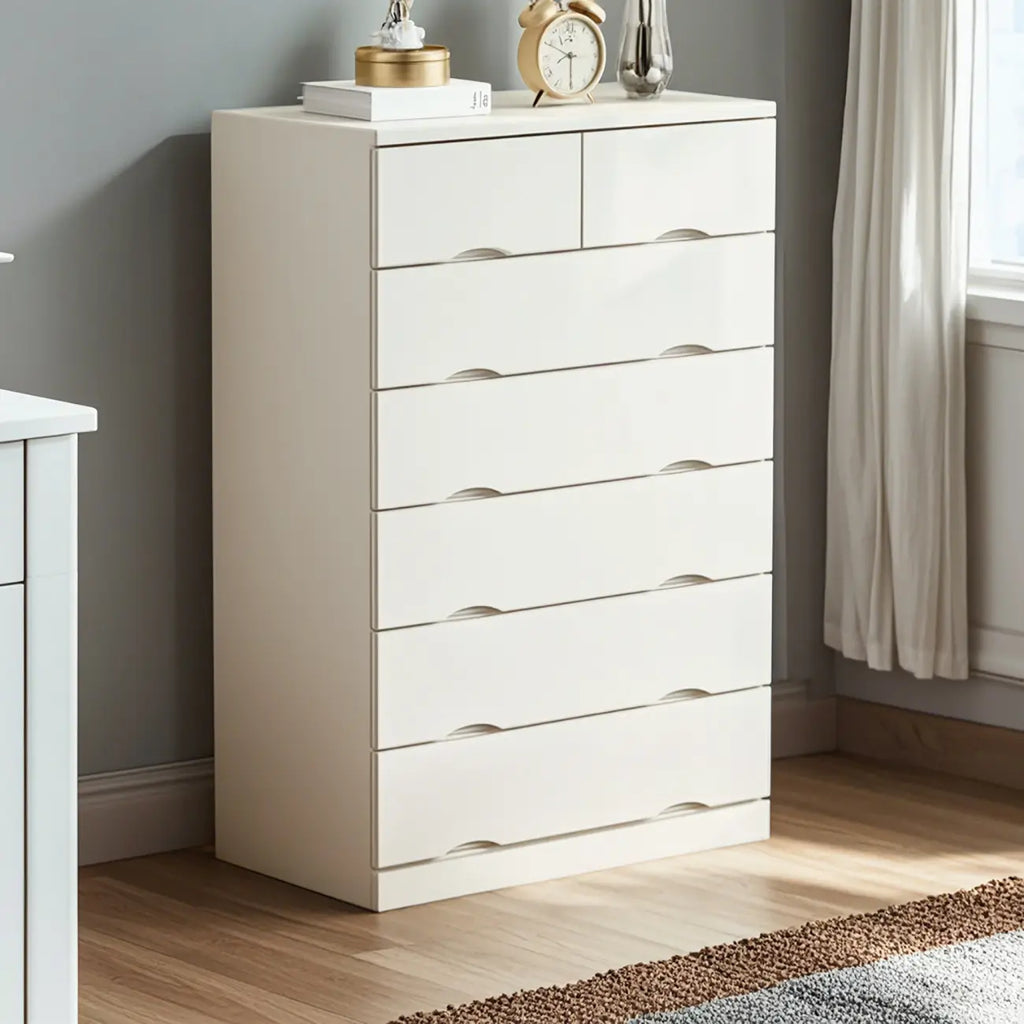 Classic White Wooden Dresser with Silent Drawers for Bedroom
