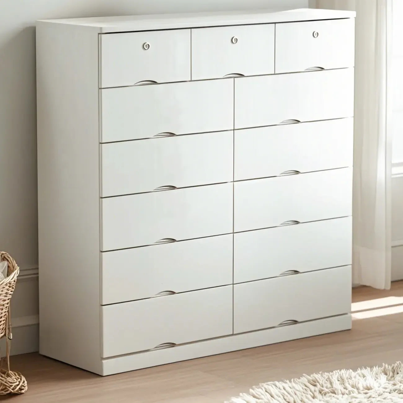 Classic White Wooden Dresser with Silent Drawers for Bedroom