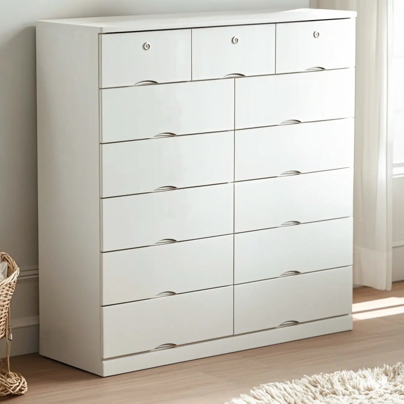 Classic White Wooden Dresser with Silent Drawers for Bedroom