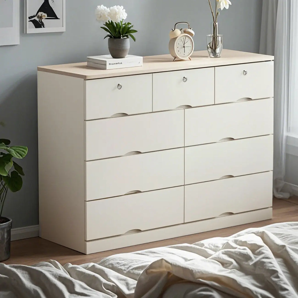 Classic White Wooden Dresser with Silent Drawers for Bedroom
