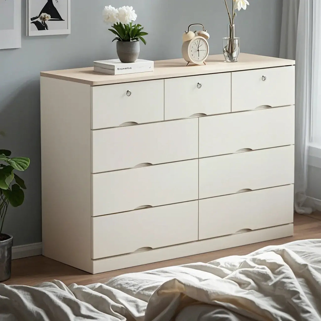 Classic White Wooden Dresser with Silent Drawers for Bedroom