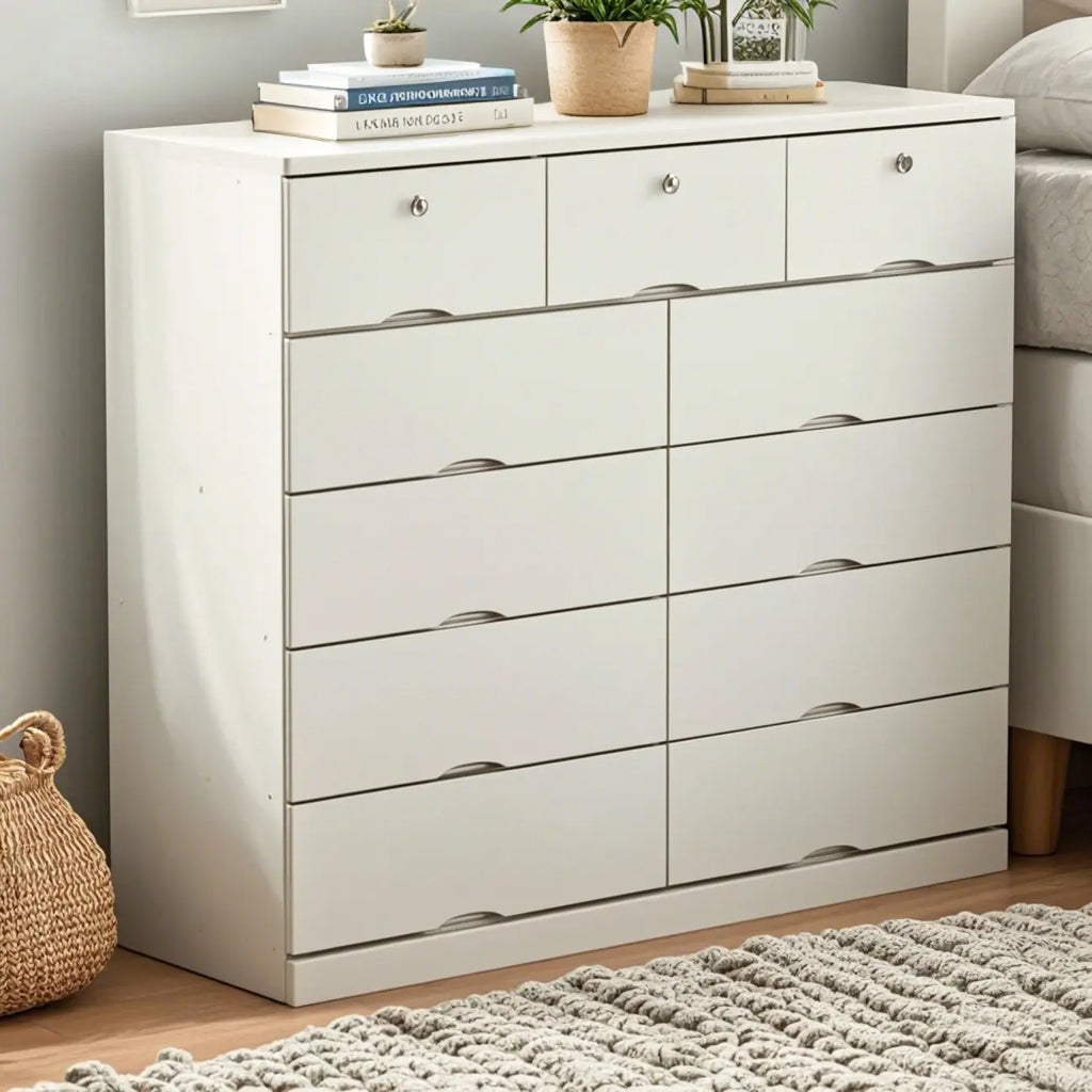 Classic White Wooden Dresser with Silent Drawers for Bedroom