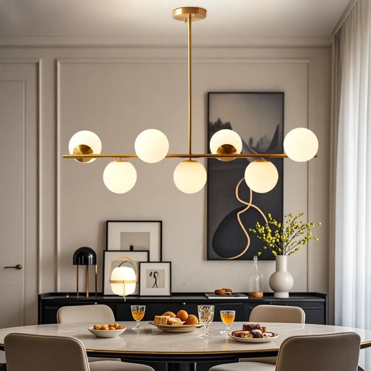 Modern Copper Globe Multi-Light Island Pendant Light