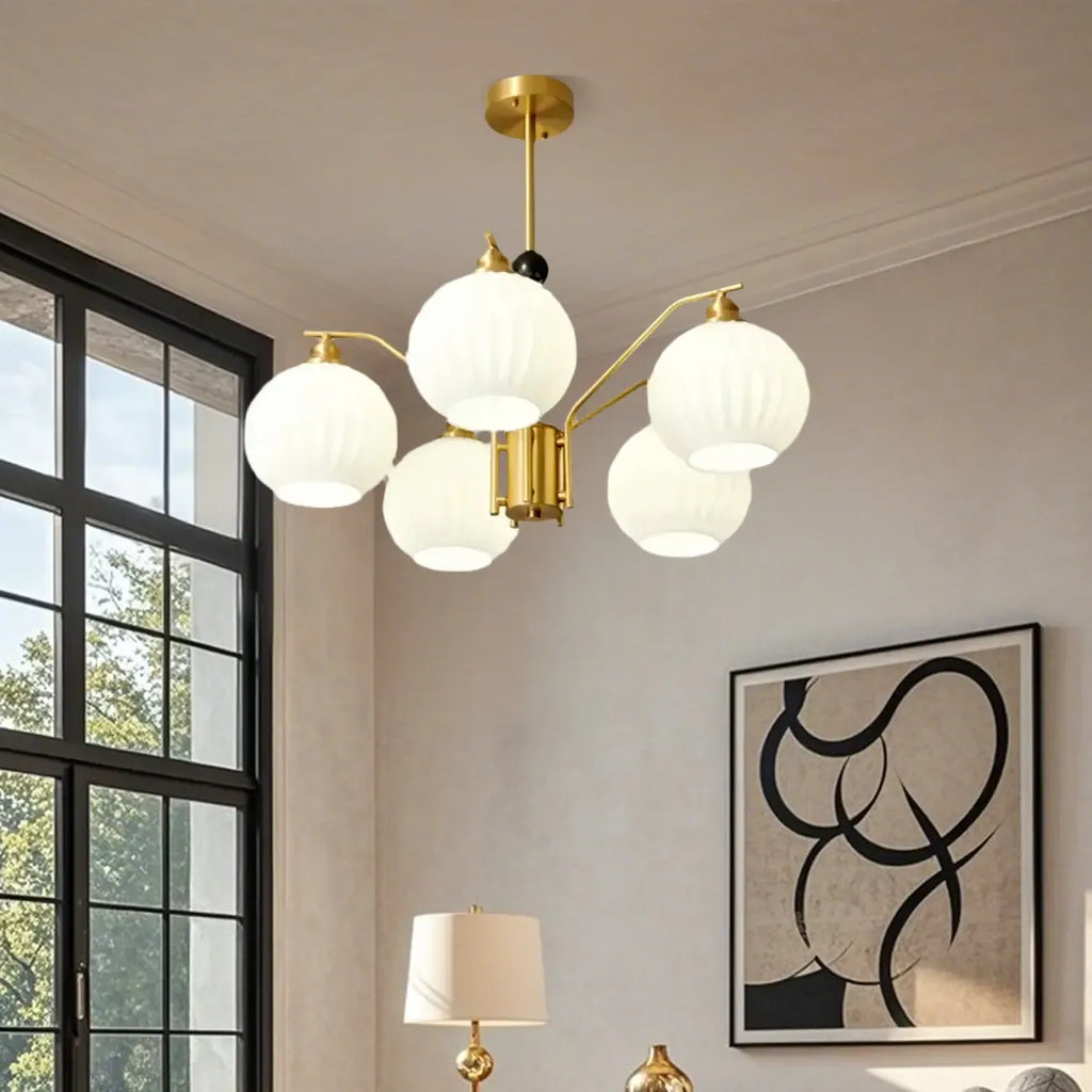 Modern 8-light Glass Globe Chandelier with Adjustable Height